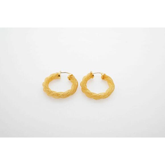 Jewelry - 14k Gold Estate Hoop Earrings Snap Closure Women's Vintage Style 7.30g